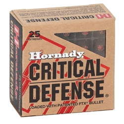 Hornady Critical Defense.380 Auto 90 GR FTX 25 Rounds